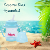 Adore Baby Basics Wiggle Straw Sipper with Twin Handle & Dust Free Hood  150ml Blue