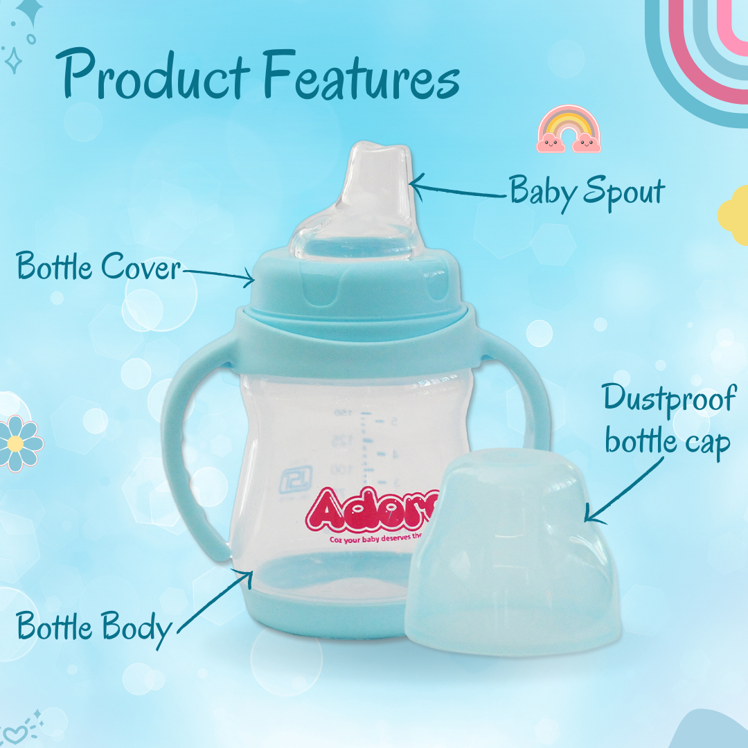 Adore Baby Basics Soft Silicone Spout Sipper with Twin Handle - 150ml Blue