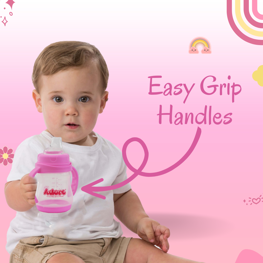 Adore Baby Basics Soft Silicone Spout Sipper with Twin Handle - 150ml Pink
