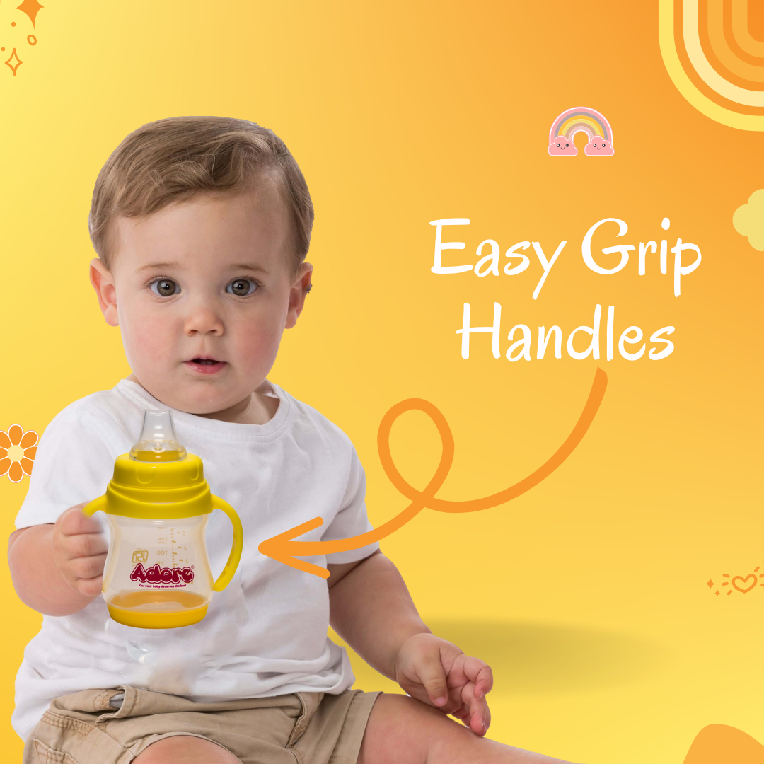 Adore Baby Basics Soft Silicone Spout Sipper with Twin Handle - 150ml Yellow