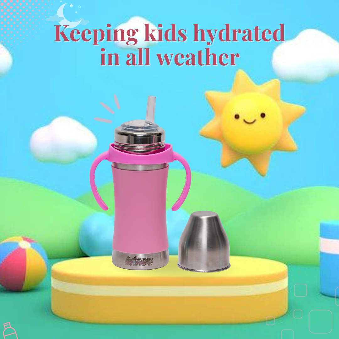 Adore Soi! The Wideneck Silicon Straw with Gravity Ball stainless steel sipper with Sleeve- 250ml Pink