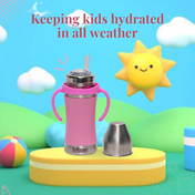 Adore Soi! The Wideneck Silicon Straw with Gravity Ball stainless steel sipper with Sleeve- 250ml Pink