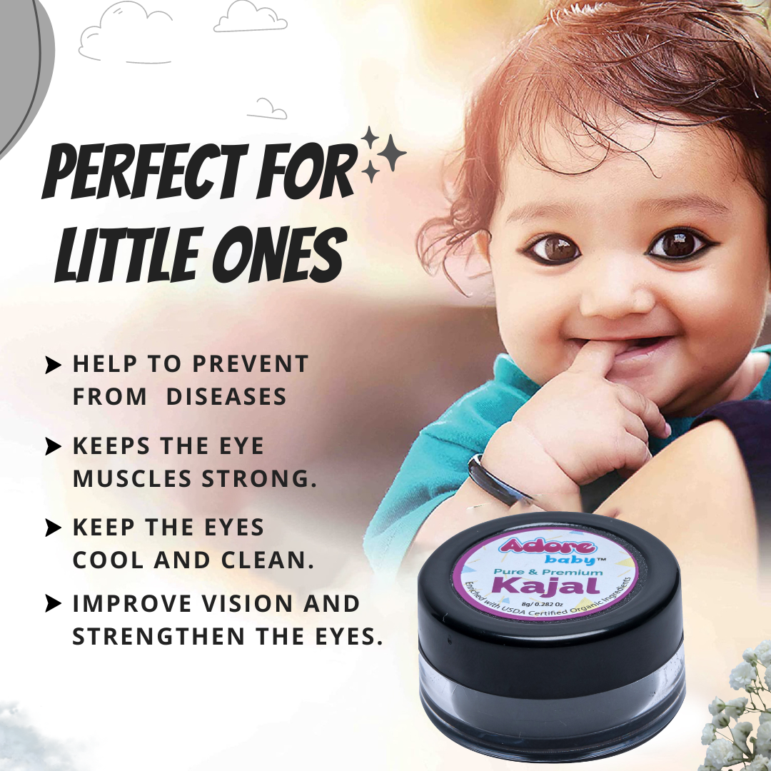 Adore Baby Pure & Premium Kajal USDA Certified Organic Ingredients - 8 g