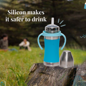 Adore Soi! The Wideneck Silicon Straw with Gravity Ball stainless steel sipper with Sleeve- 250ml Blue