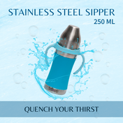 Adore Doi! The Wideneck Spout Stainless Steel Sipper with Sleeve-250ml Blue