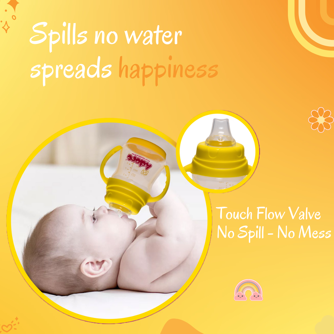 Adore Baby Basics Soft Silicone Spout Sipper with Twin Handle - 150ml Yellow