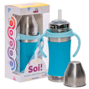 Adore Soi! The Wideneck Silicon Straw with Gravity Ball stainless steel sipper with Sleeve- 250ml Blue