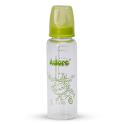 Adore Glaze Senior 2 Stage Glass Feeding Bottle with Anti- Colic Teat -250ml- Green