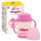 Adore Baby Basics Wiggle Straw Sipper with Twin Handle & Dust Free Hood  150ml Pink