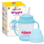 Adore Baby Basics Wiggle Straw Sipper with Twin Handle & Dust Free Hood  150ml Blue
