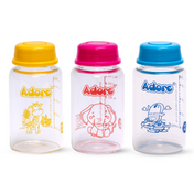 Adore IRIS Borosilicate Glass Milk Storage Bottle- Pack of 3- 125 ml Each