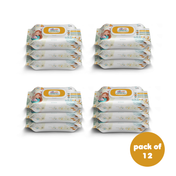 Adore Basics India's First Ever Baby Wet wipes with Oat Extracts- 98% Water-Goodness of Aloe vera & Vitamin with lid- Pack of 80pc*12 Packs
