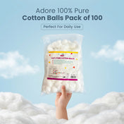 Adore 100 Percent Pure Cotton Balls Pack Of 100 - White