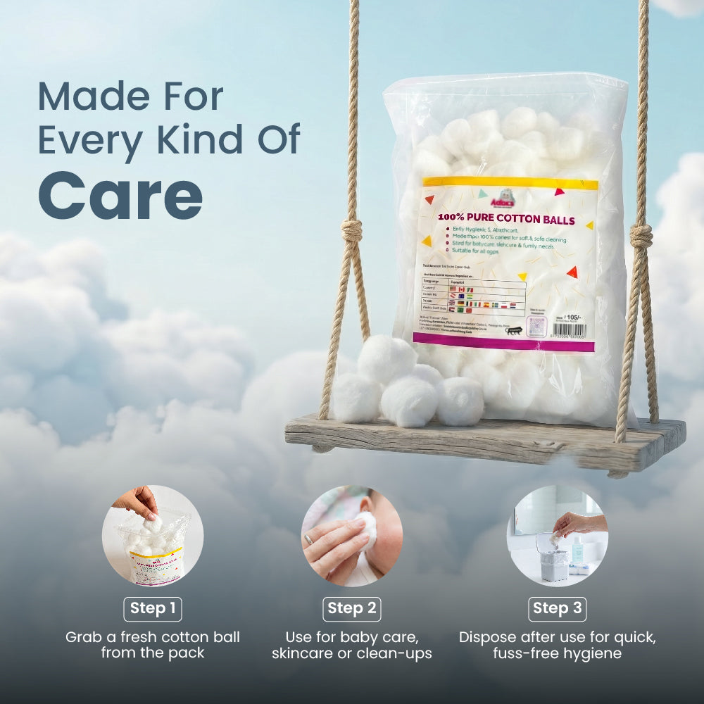 Adore 100 Percent Pure Cotton Balls Pack Of 100 - White
