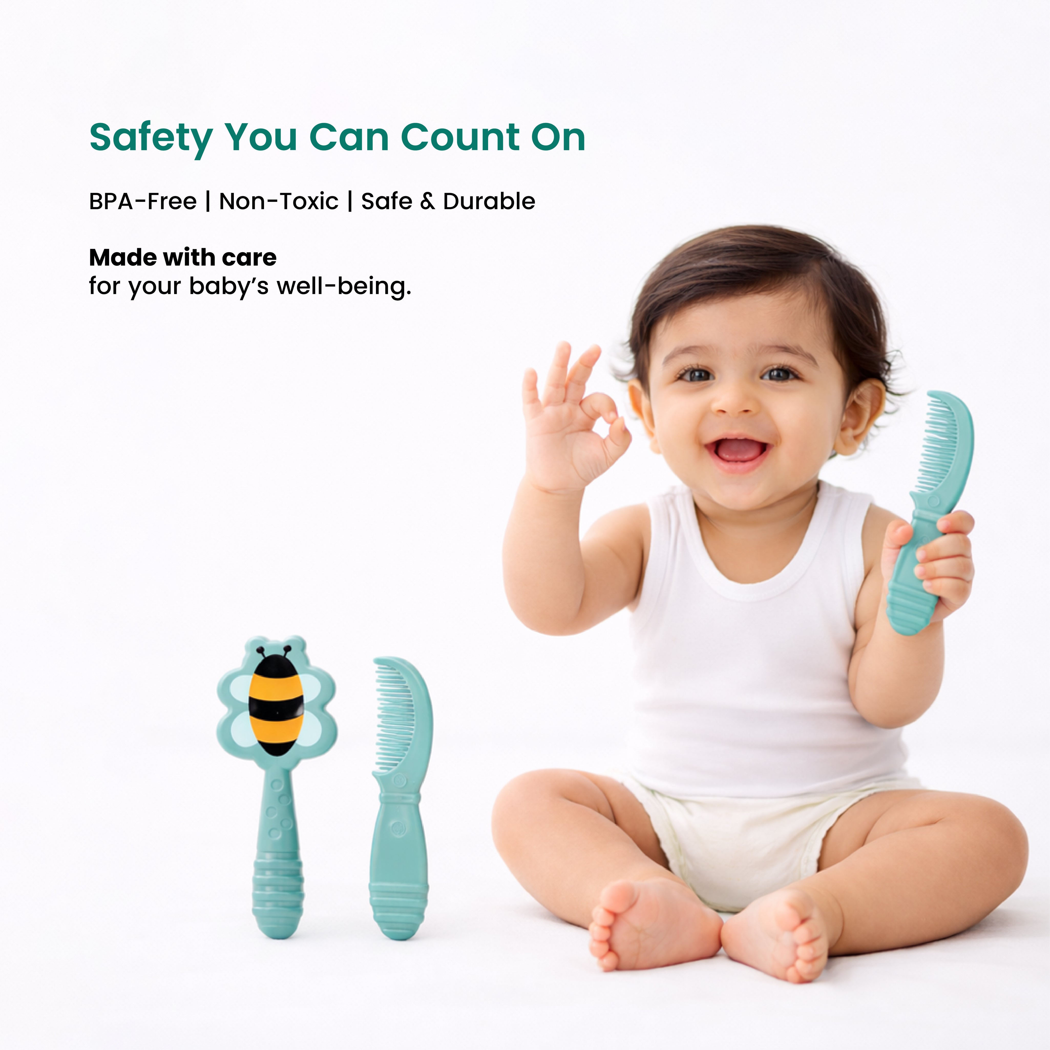 Adore Jungle Fun Baby Brush & Comb Set- Honey Bee
