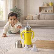 Adore Yolo! The 3 in 1 Wideneck Stainless Steel Feeding Bottle with Silicon Sleeve- 250ml - Yellow