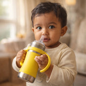 Adore Yolo! The 3 in 1 Wideneck Stainless Steel Feeding Bottle with Silicon Sleeve- 250ml - Yellow
