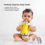 Adore Yolo! The 3 in 1 Wideneck Stainless Steel Feeding Bottle with Silicon Sleeve- 250ml - Yellow