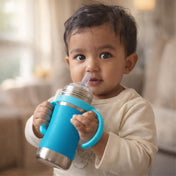 Adore Yolo! The 3 in 1 Wideneck Stainless Steel Feeding Bottle with Silicon Sleeve- 250ml - Blue