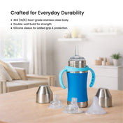 Adore Yolo! The 3 in 1 Wideneck Stainless Steel Feeding Bottle with Silicon Sleeve- 250ml - Blue