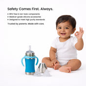 Adore Yolo! The 3 in 1 Wideneck Stainless Steel Feeding Bottle with Silicon Sleeve- 250ml - Blue