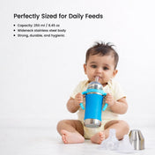 Adore Yolo! The 3 in 1 Wideneck Stainless Steel Feeding Bottle with Silicon Sleeve- 250ml - Blue