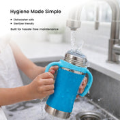 Adore Yolo! The 3 in 1 Wideneck Stainless Steel Feeding Bottle with Silicon Sleeve- 250ml - Blue