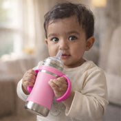 Adore Yolo! The 3 in 1 Wideneck Stainless Steel Feeding Bottle with Silicon Sleeve- 250ml - Pink