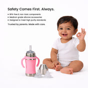 Adore Yolo! The 3 in 1 Wideneck Stainless Steel Feeding Bottle with Silicon Sleeve- 250ml - Pink