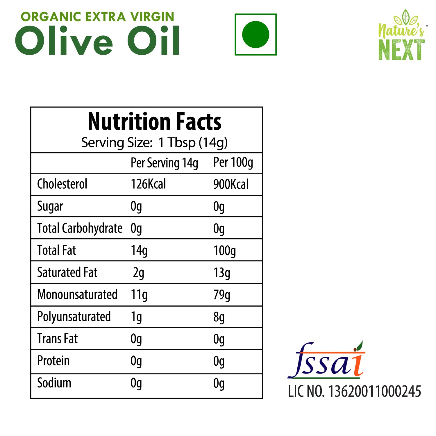 Nature's Next Pure & Premium Olive Oil - 1000 ml