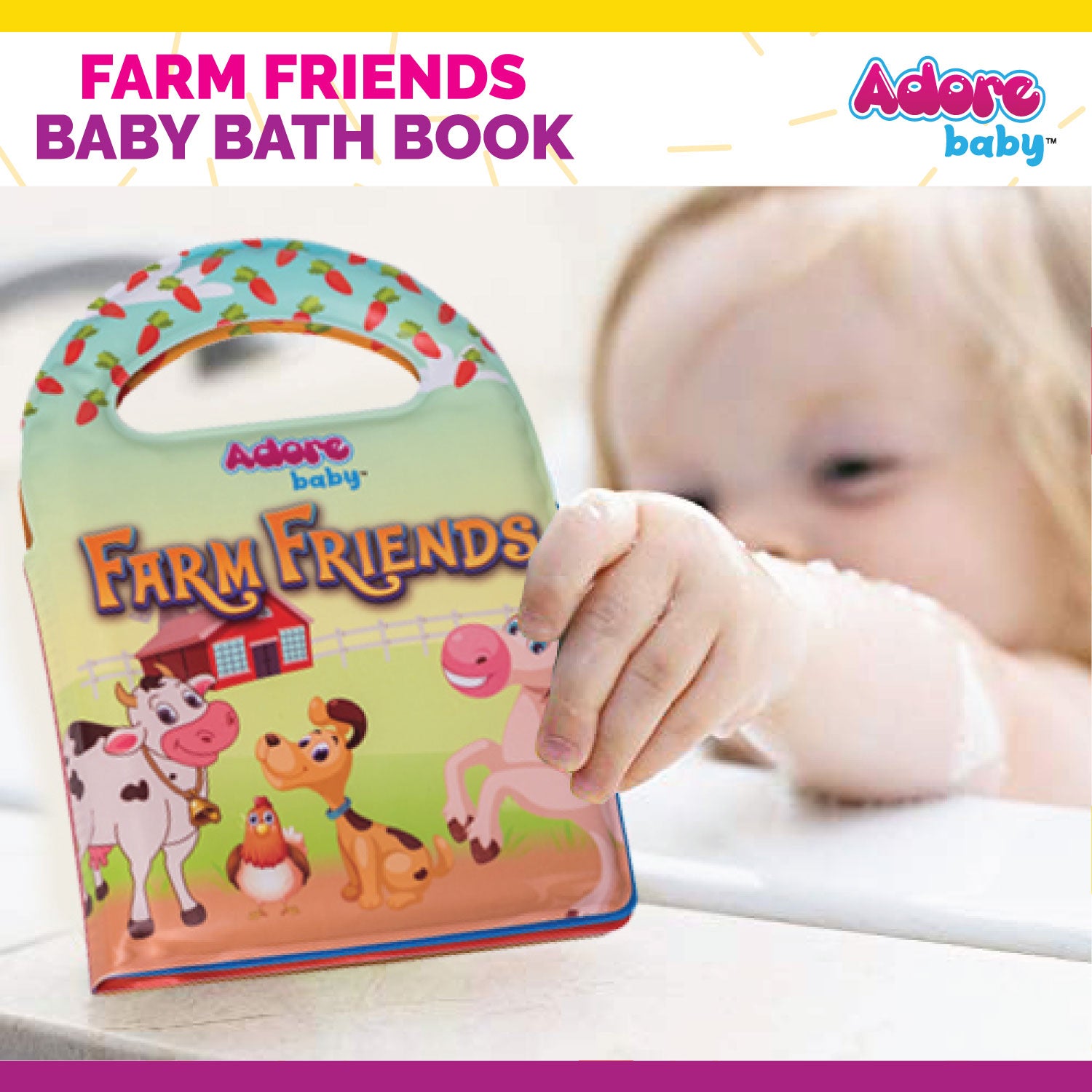 Adore Baby Farm Friends Bath Book Attractive and Interactive- Multicolor