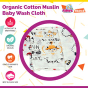 Adore 100% Pure Cotton Muslin Wash Clothes Pack of 6 - Multicolor