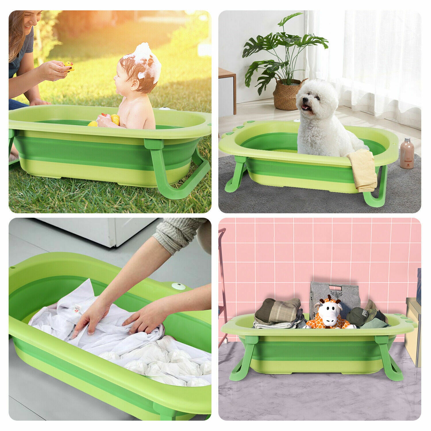 Adore Croco! The Foldable Baby Bath Tub- Super Space Saver - Green