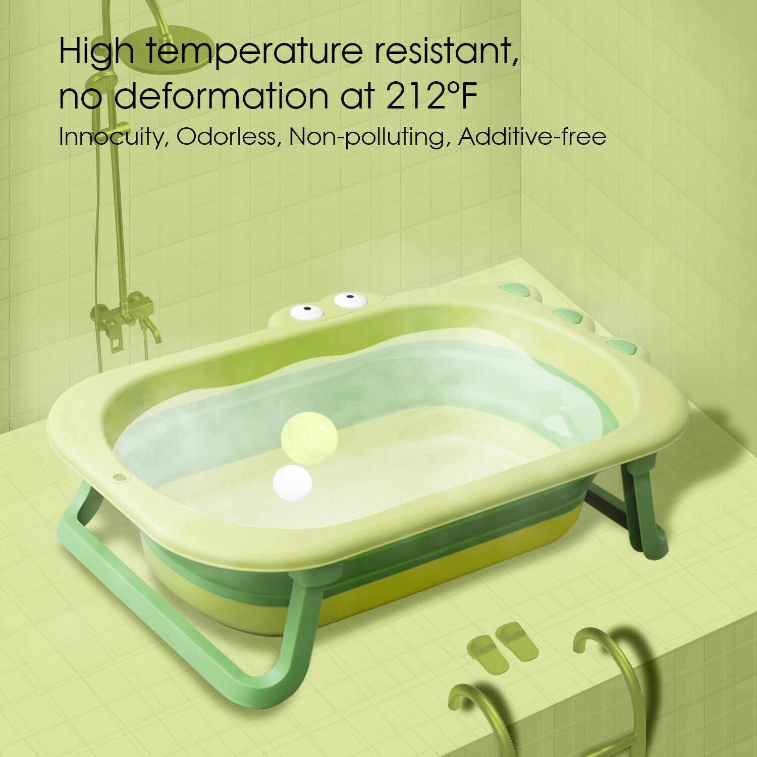 Adore Croco! The Foldable Baby Bath Tub- Super Space Saver - Green