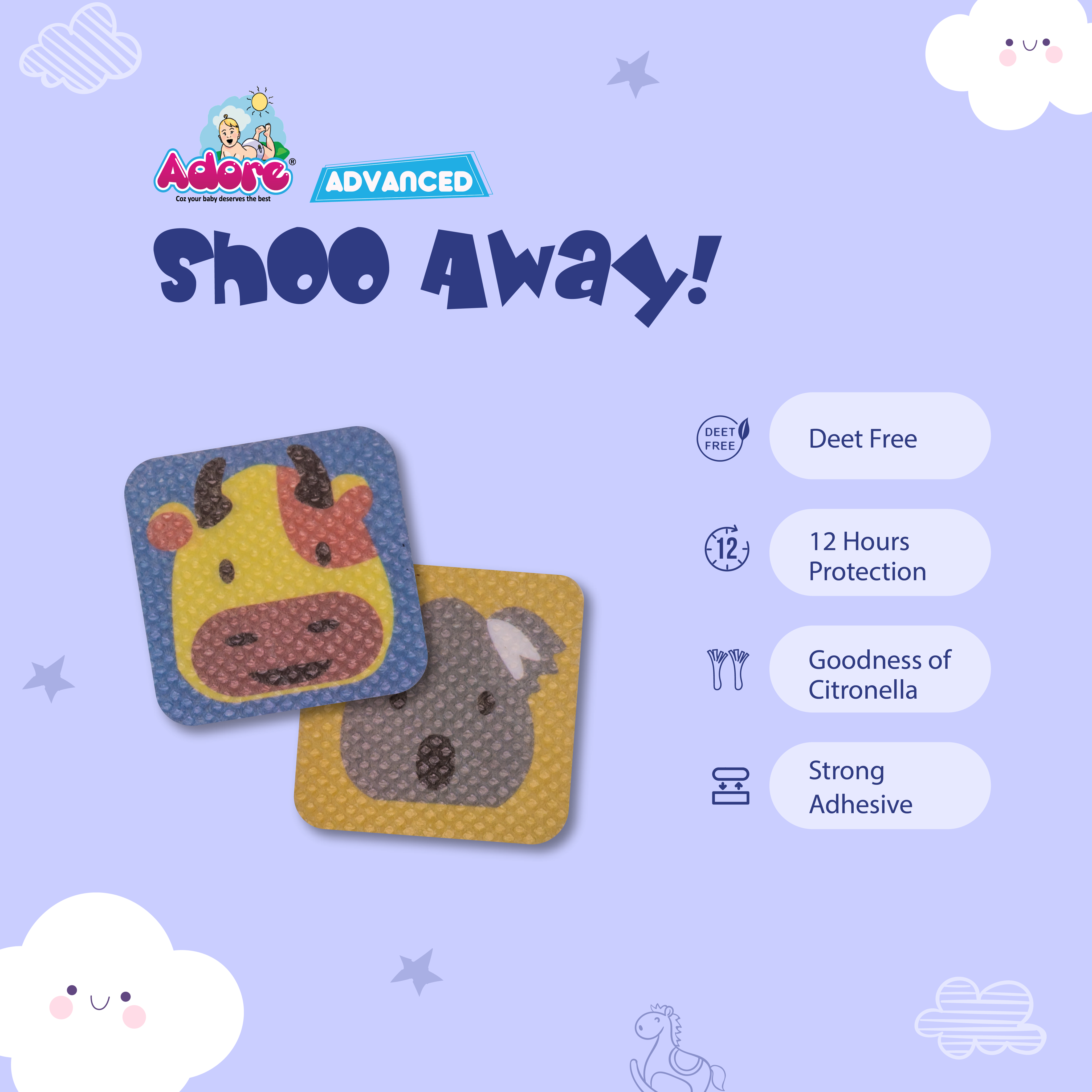 Adore Shoo Away! Mosquito Repellent Patches- Pack of 36 Patches